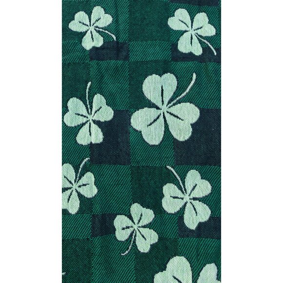 Vintage Irish Themed Shamrock Tapestry Throw Blanket Double Sided Checkered - Picture 3 of 5